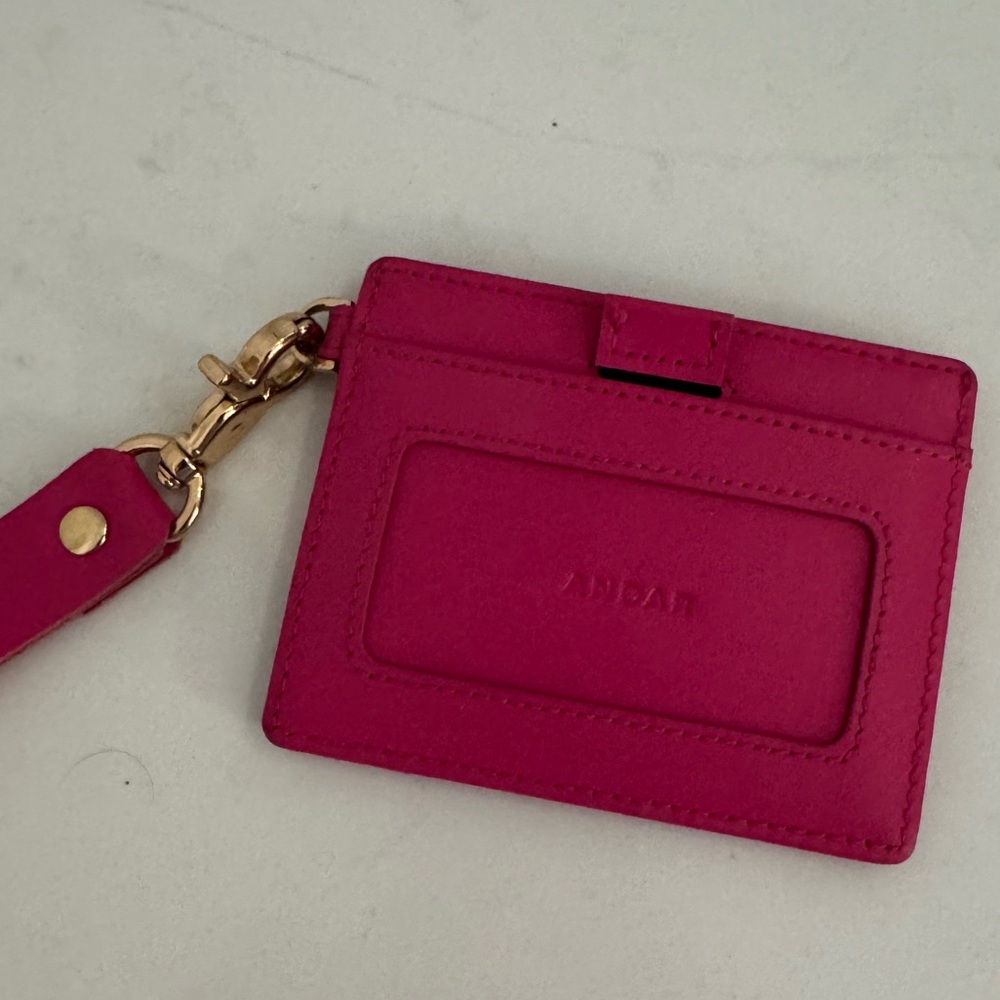 Andar Pink Boa Leather Denner Wallet Wristlet - Picture 2 of 6